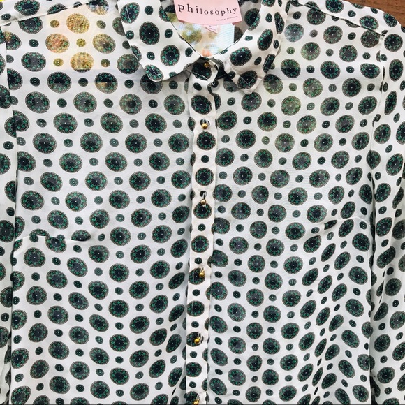 PHILOSOPHY Sheer Cream Button Down Blouse - Picture 2 of 7